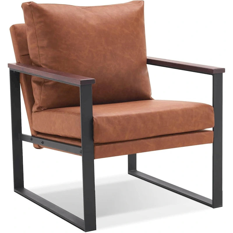 MCombo Fauteuil d'appoint moderne avec coussin rembourré, similicuir HQ304