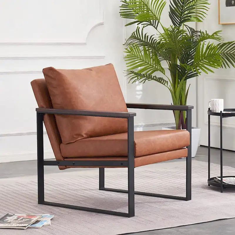 MCombo Fauteuil d'appoint moderne avec coussin rembourré, similicuir HQ304