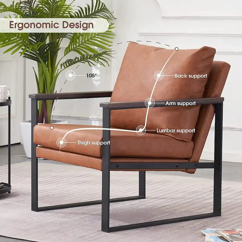 MCombo Fauteuil d'appoint moderne avec coussin rembourré, similicuir HQ304