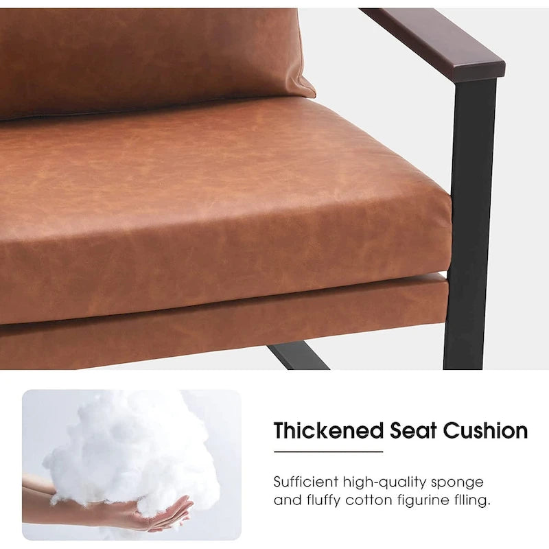 MCombo Fauteuil d'appoint moderne avec coussin rembourré, similicuir HQ304