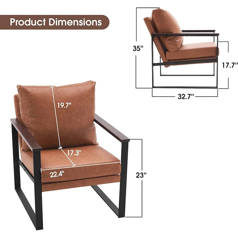 MCombo Fauteuil d'appoint moderne avec coussin rembourré, similicuir HQ304