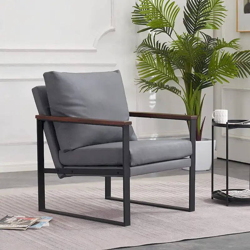 MCombo Fauteuil d'appoint moderne avec coussin rembourré, similicuir HQ304