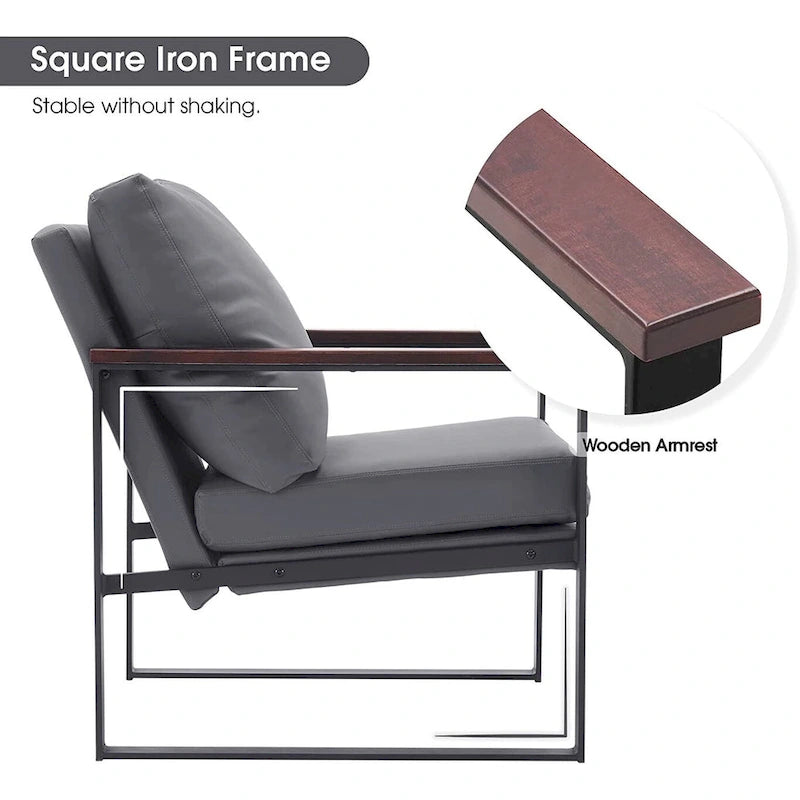 MCombo Fauteuil d'appoint moderne avec coussin rembourré, similicuir HQ304