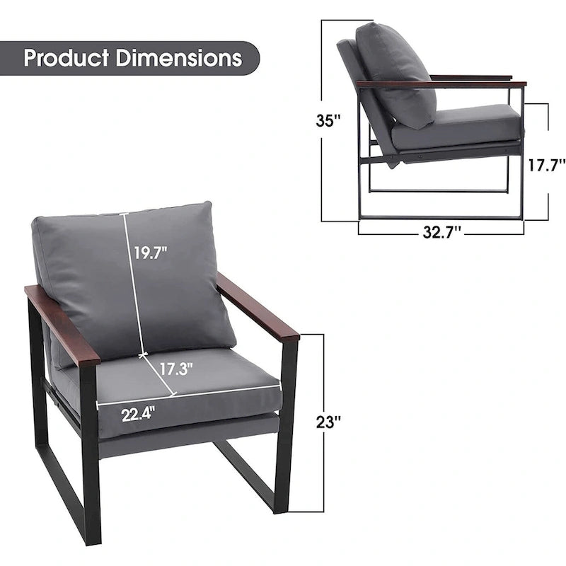MCombo Fauteuil d'appoint moderne avec coussin rembourré, similicuir HQ304