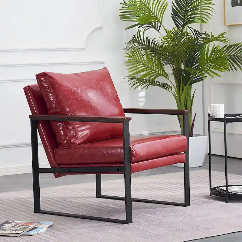 MCombo Fauteuil d'appoint moderne avec coussin rembourré, similicuir HQ304