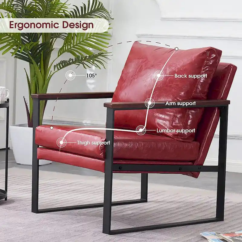 MCombo Fauteuil d'appoint moderne avec coussin rembourré, similicuir HQ304