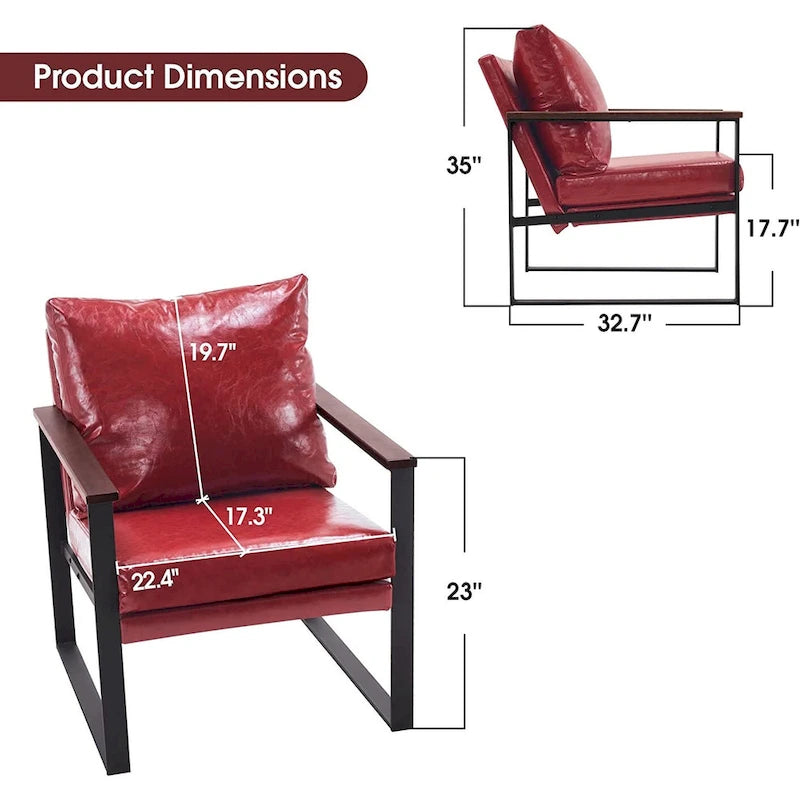 MCombo Fauteuil d'appoint moderne avec coussin rembourré, similicuir HQ304