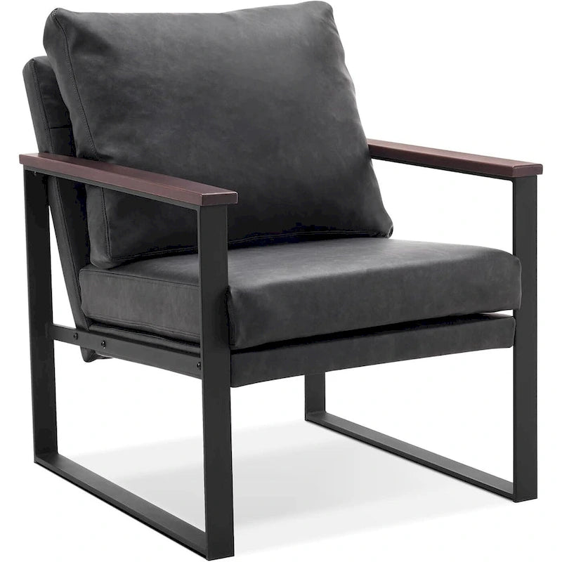 MCombo Fauteuil d'appoint moderne avec coussin rembourré, similicuir HQ304