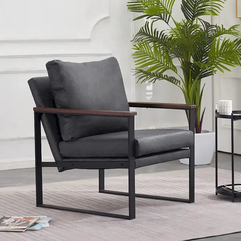 MCombo Fauteuil d'appoint moderne avec coussin rembourré, similicuir HQ304