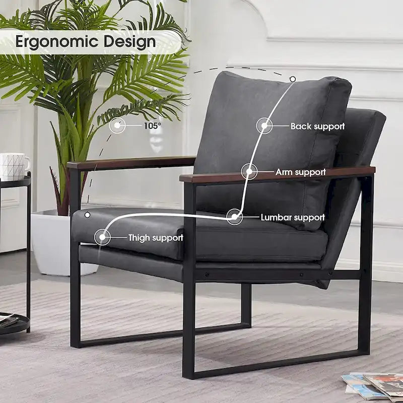MCombo Fauteuil d'appoint moderne avec coussin rembourré, similicuir HQ304