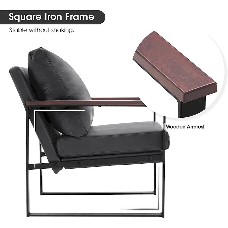 MCombo Fauteuil d'appoint moderne avec coussin rembourré, similicuir HQ304