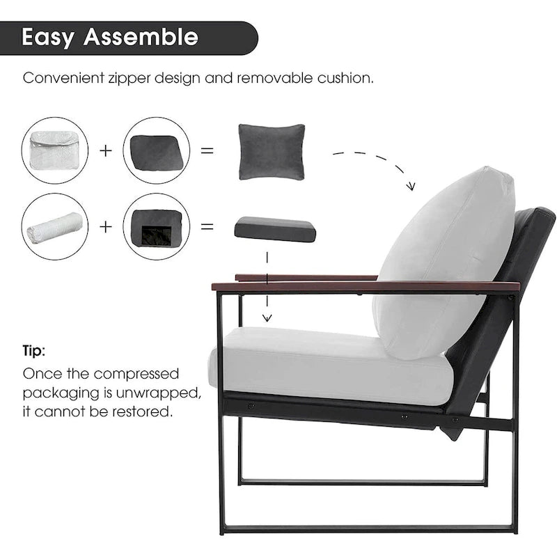 MCombo Fauteuil d'appoint moderne avec coussin rembourré, similicuir HQ304