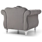 Hollywood Chesterfield Tufted Velvet Accent Chair with Round Throw Pillow - 39L x 35W x 34H