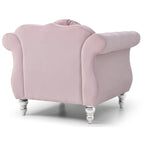 Hollywood Chesterfield Tufted Velvet Accent Chair with Round Throw Pillow - 39L x 35W x 34H