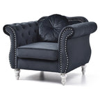 Hollywood Chesterfield Tufted Velvet Accent Chair with Round Throw Pillow - 39L x 35W x 34H