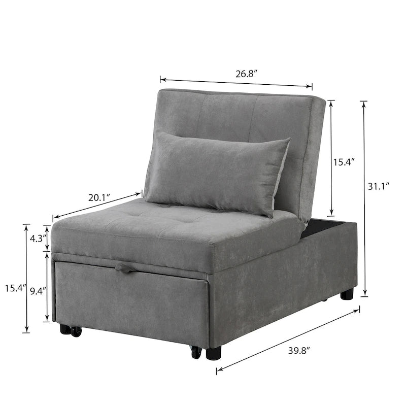 Lordear 4-1 Single futon Adjustable Sofa Bed Sofa Sleeper Folding Convertible Chair - 39.9 x 26.8
