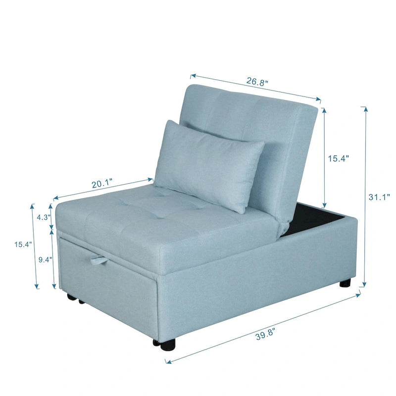 Lordear 4-1 Single futon Adjustable Sofa Bed Sofa Sleeper Folding Convertible Chair - 39.9 x 26.8