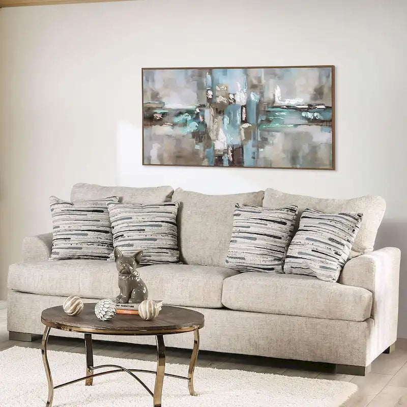 Nort Transitional Fabric Upholstered Flared Arms 2-Piece Sofa Set by Furniture of America