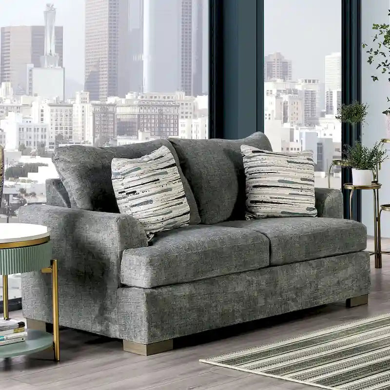 Nort Transitional Fabric Upholstered Flared Arms 2-Piece Sofa Set by Furniture of America