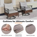 Costway Ensemble de 3 Pièces de Fauteuils Pivotants de Patio avec Table Basse à 2 Niveaux et Coussins de Dossier Confortables