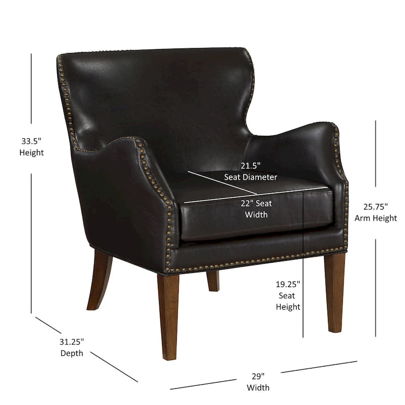Douglas Faux Leather High Leg Slope Arm Accent Chair by Greyson Living
