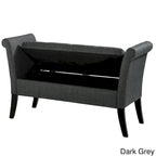 CorLiving Antonio Upholstered Storage Bench with Scrolled Arms