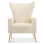 Velvet Accent Chair, Wingback Arm Chair with Gold Legs, Upholstered Single Sofa for Living Room Bedroom