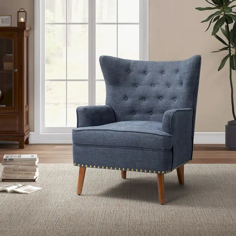 Fauteuil d'appoint Alpheus avec clous décoratifs par HULALA HOME