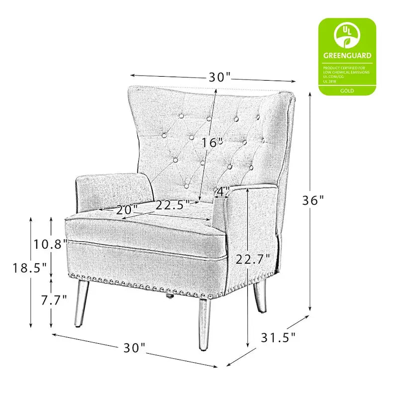 Fauteuil d'appoint Alpheus avec clous décoratifs par HULALA HOME
