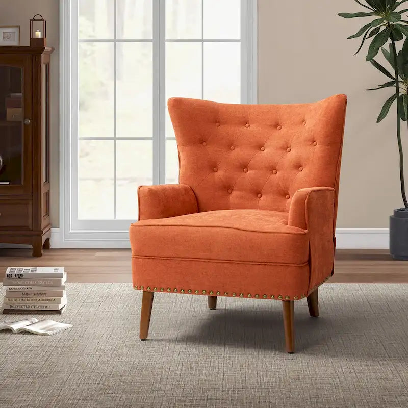 Fauteuil d'appoint Alpheus avec clous décoratifs par HULALA HOME
