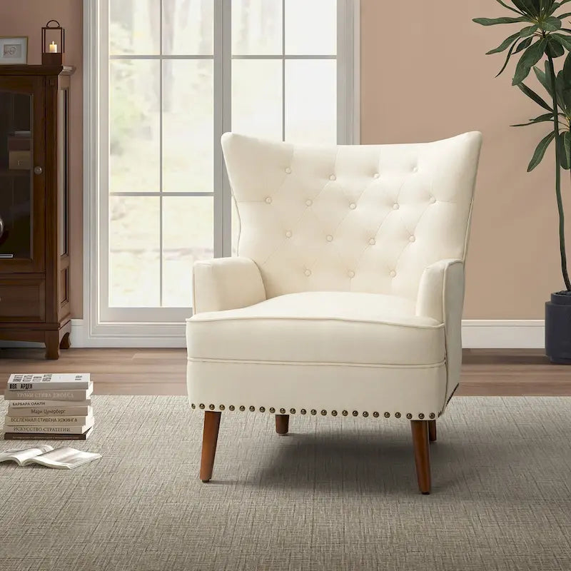 Fauteuil d'appoint Alpheus avec clous décoratifs par HULALA HOME