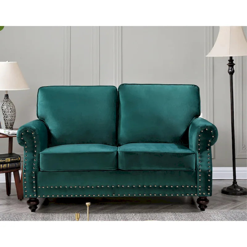 Causeuse Suffield en velours clouté