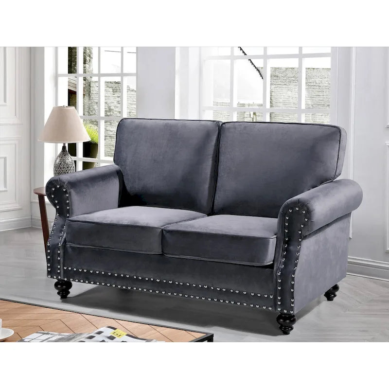 Causeuse Suffield en velours clouté