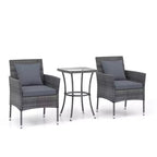 Costway 3 PCS Patio Furniture Set with Cushioned Patio Chairs & Tempered Glass Coffee Table Grey/Navy/White/Black
