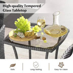 Costway 3 PCS Patio Furniture Set with Cushioned Patio Chairs & Tempered Glass Coffee Table Grey/Navy/White/Black