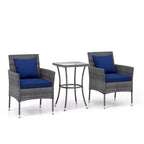 Costway 3 PCS Patio Furniture Set with Cushioned Patio Chairs & Tempered Glass Coffee Table Grey/Navy/White/Black