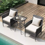Costway 3 PCS Patio Furniture Set with Cushioned Patio Chairs & Tempered Glass Coffee Table Grey/Navy/White/Black
