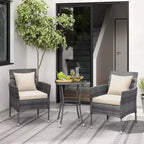 Costway 3 PCS Patio Furniture Set with Cushioned Patio Chairs & Tempered Glass Coffee Table Grey/Navy/White/Black