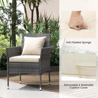 Costway 3 PCS Patio Furniture Set with Cushioned Patio Chairs & Tempered Glass Coffee Table Grey/Navy/White/Black