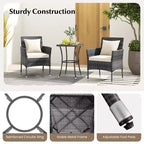 Costway 3 PCS Patio Furniture Set with Cushioned Patio Chairs & Tempered Glass Coffee Table Grey/Navy/White/Black