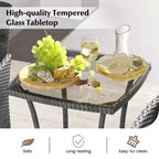Costway 3 PCS Patio Furniture Set with Cushioned Patio Chairs & Tempered Glass Coffee Table Grey/Navy/White/Black