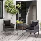 Costway 3 PCS Patio Furniture Set with Cushioned Patio Chairs & Tempered Glass Coffee Table Grey/Navy/White/Black