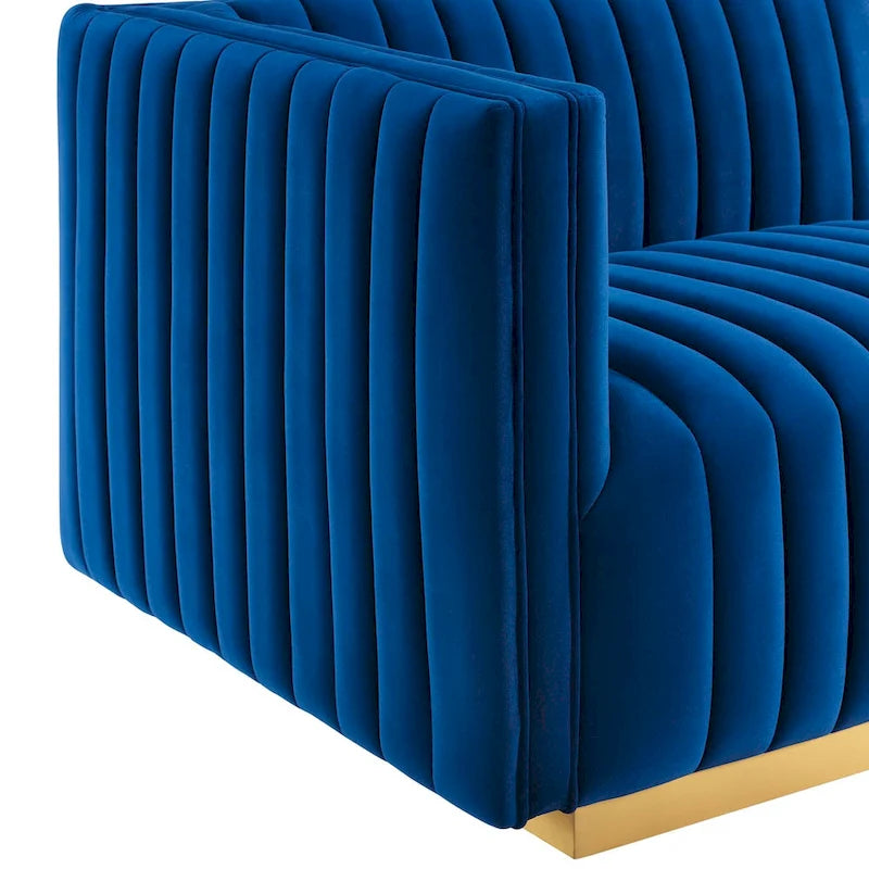 Conjure Channel Tufted Performance Velvet Left-Arm Chair