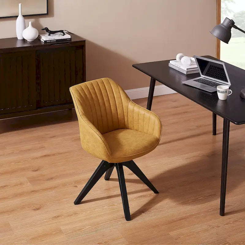 Art Leon Classical Swivel Office Accent Chair with Wood Legs