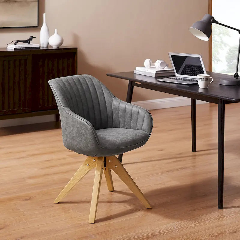 Art Leon Classical Swivel Office Accent Chair with Wood Legs