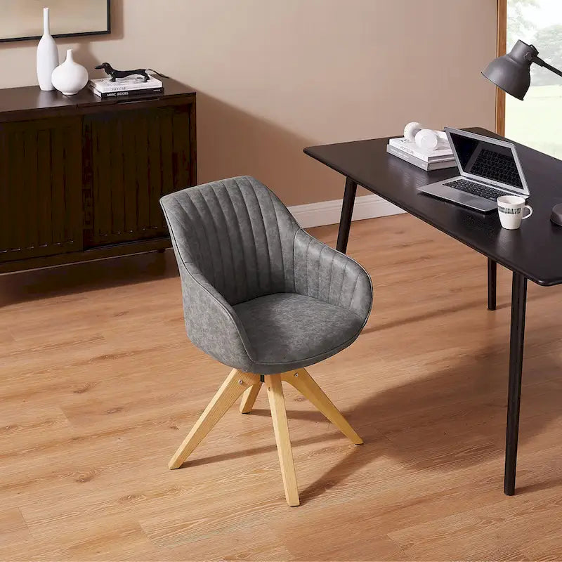 Art Leon Classical Swivel Office Accent Chair with Wood Legs
