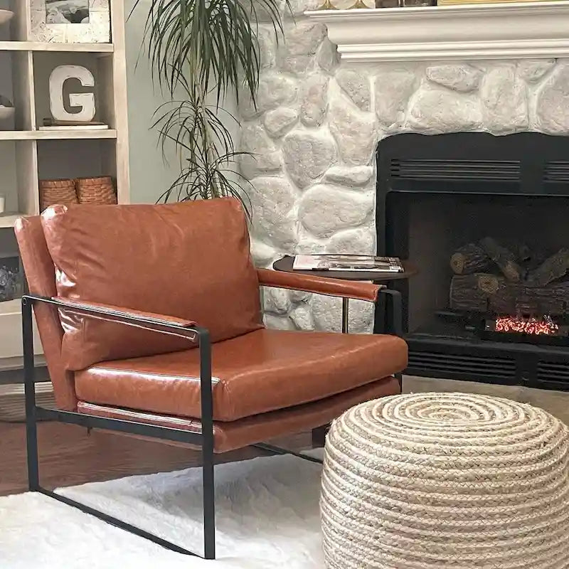 Art Leon Modern PU Leather Upholstered Arm Chair with Steel Frame