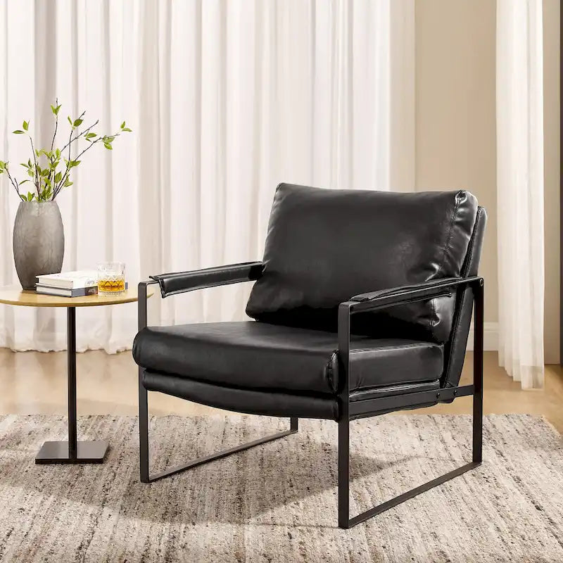 Art Leon Modern PU Leather Upholstered Arm Chair with Steel Frame