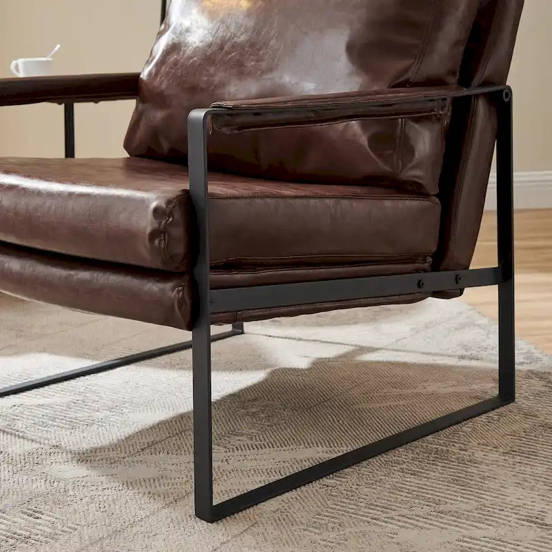 Art Leon Modern PU Leather Upholstered Arm Chair with Steel Frame