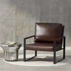 Eureka Modern Vintage Upholstered PU Leather Armchair, Mid Century Accent Chairs with Steel Frame, Leisure Chairs